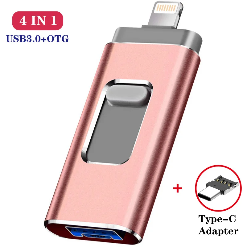 multi-function 4 in 1 USB Flash Drive 32GB OTG micro USB Pendrive 64GB 128GB type c Pen Drive for iphone/ipad/pc/Android phone