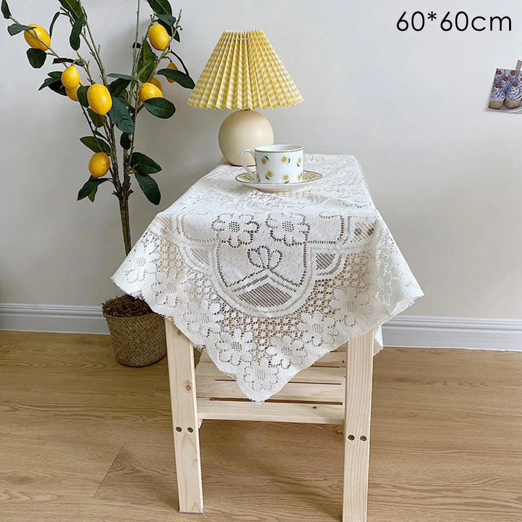 

1 PCS Tablecloth 120*120cm White Lace Coffee Table Tablecloth Dust-proof Table Cover TV Cabinet Household
