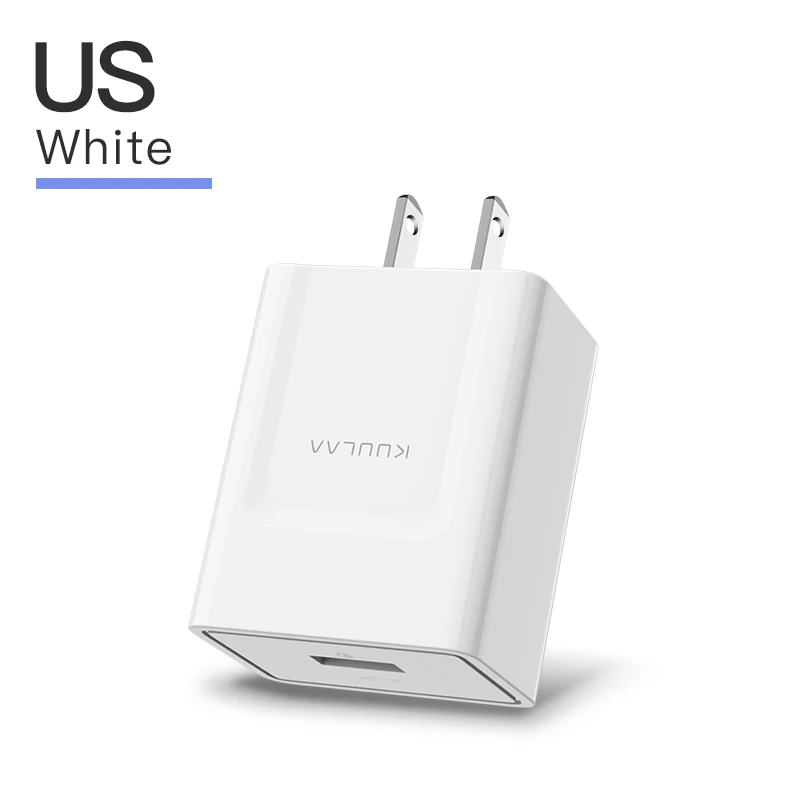 KUULAA USB Charger Quick Charge 3.0 18W fast charging adapter EU US Plug Mobile Phone Charger for iPhone Xiaomi samsung Huawei - Тип штекера: White US
