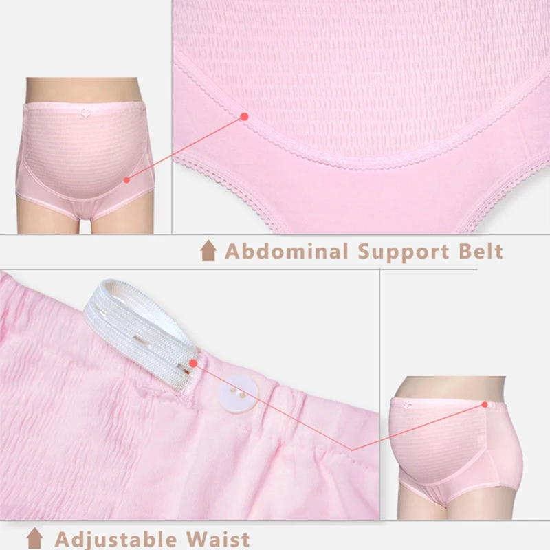 

4 PCS Belly Lift Pregnant Women Panties Pure Cotton Adjustable High Waist Underpants Protect Belly Pregnancy Panties Set