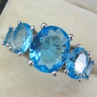 fashion blue diamond creative female wedding princess love ring size 6 11