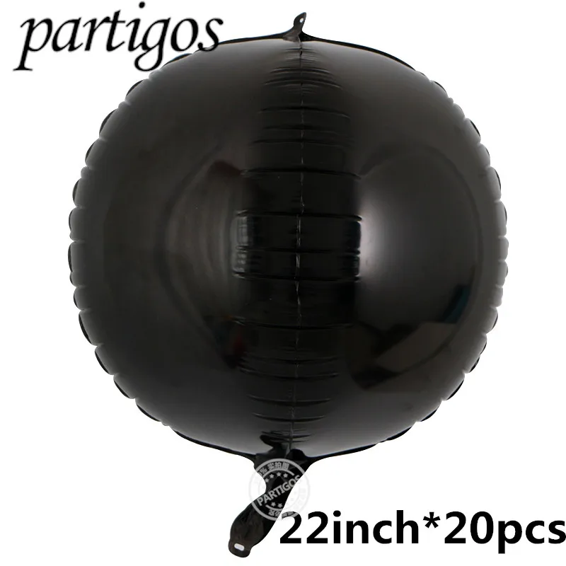 20pcs Black 20 штук, 22 дюйма, 4D шары для дискотеки, металлические шары, Лазерная Фольга, воздушный шар, Свадебный декор, 80 s, 90 s, Ретро стиль, популярные вечерние шары, декор в стиле рок-н-ролл - Цвет: 20pcs Black
