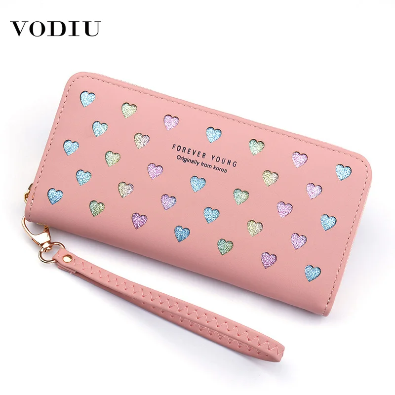 Женский кожаный кошелек длинный вместительный мобильный телефон на молнии с