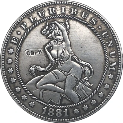 Hobo Nickel 1881 CC США Morgan Dollar копия монет типа 132|Безвалютные монеты| |