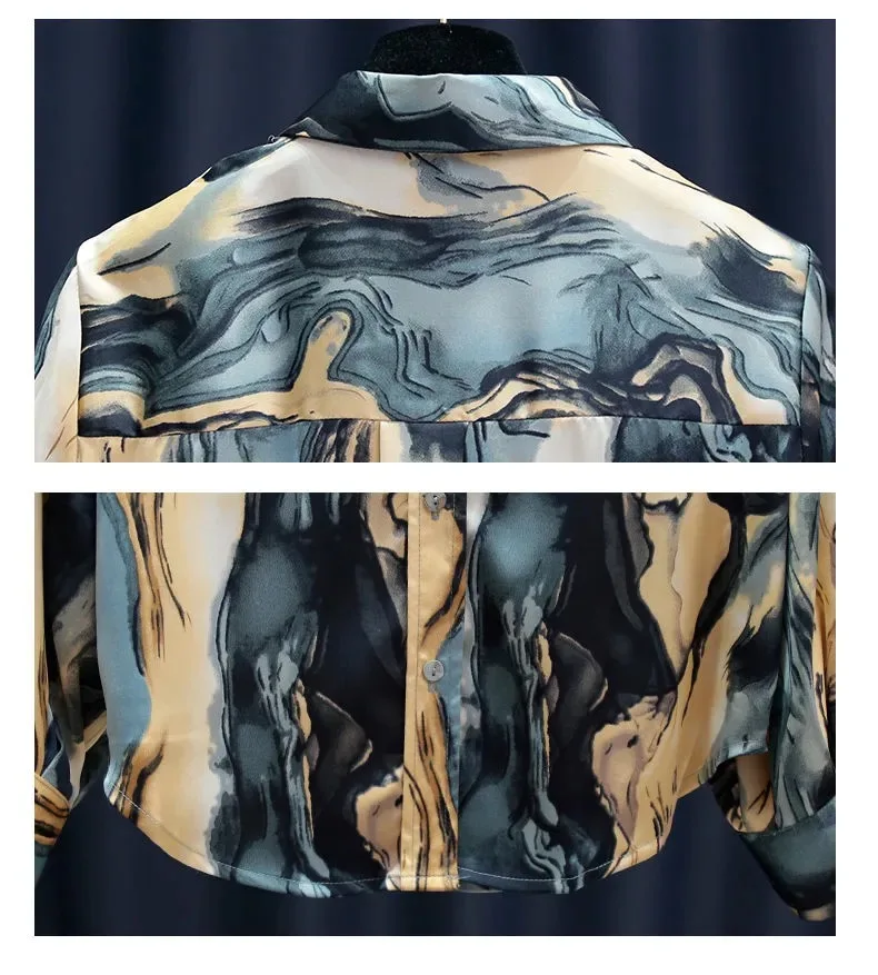 Осенняя рубашка в стиле ретро с винтажным принтом женские топы шикарные блузы