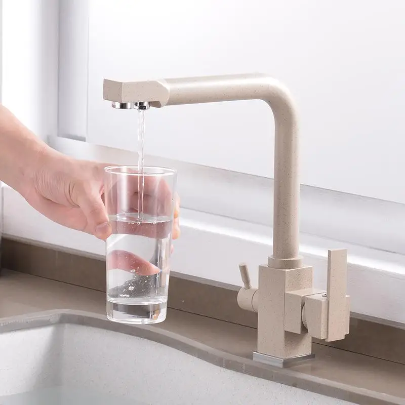 

Kitchen Filtered Faucet balck with Dot Brass Purifier Faucet Dual Sprayer Drinking Water Tap Vessel Sink Mixer Tap Torneira