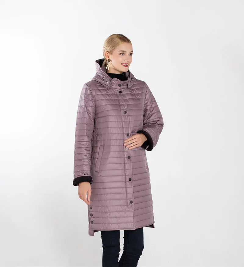 MODERN NEW SAGA Autumn Women Coat Warm Long Jacket Parka Femme Long Coat Female Quilted Coat Winter Overcoat Fleece Liner