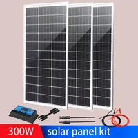 Solar Panel 12v 24v 300w Battery Charger Kit PV System Aluminum Frame Extension Cable for Car Rv Camping Marine Home Using