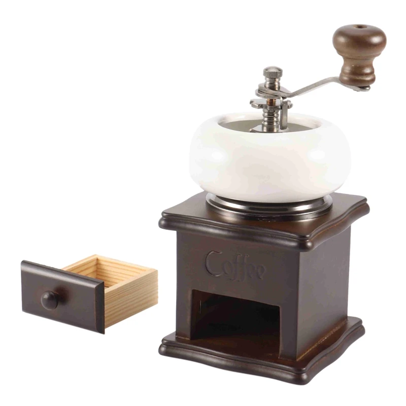 

Manual Coffee Grinder, Vintage Style Wooden Hand Coffee Grinder Roller Classic Coffee Mill Hand Crank Coffee Grinders