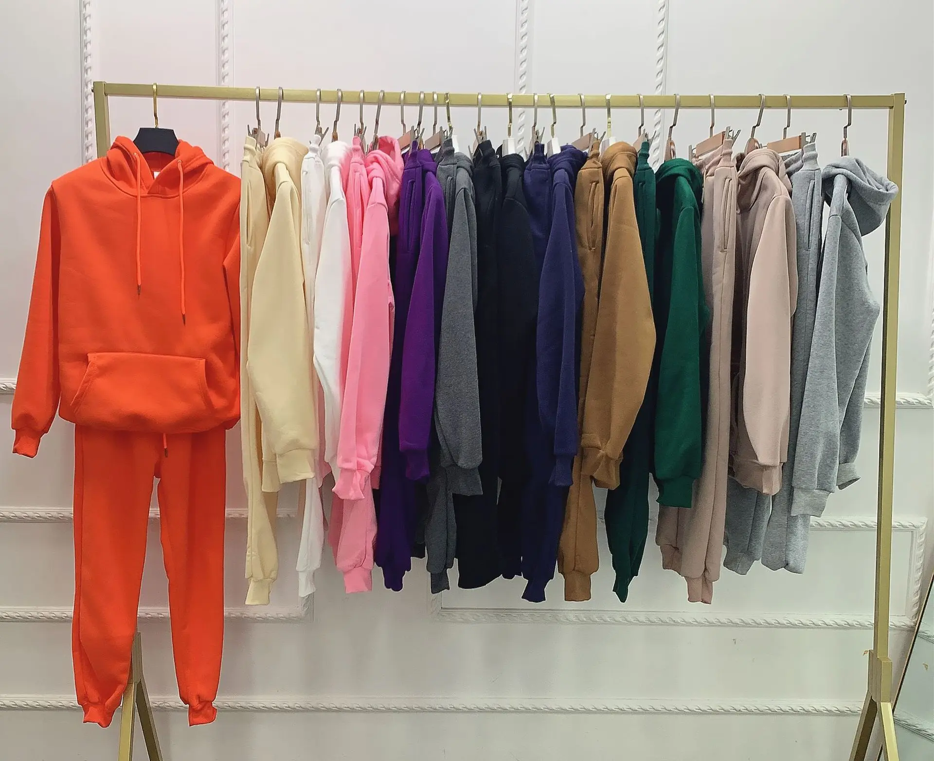Muslim Sportswear Winter Hooded Sweater Sweatshirt Fleece Solid Color Causal Two Piece Set Top and Pants Modest Islamic Clothing