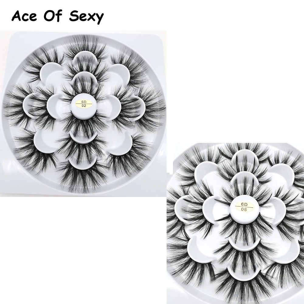 AceOfSexy 7 пар 6D меховых накладных ресниц 25 мм. Густые, длинные, пушистые, ручной работы инструменты для макияжа ресниц.