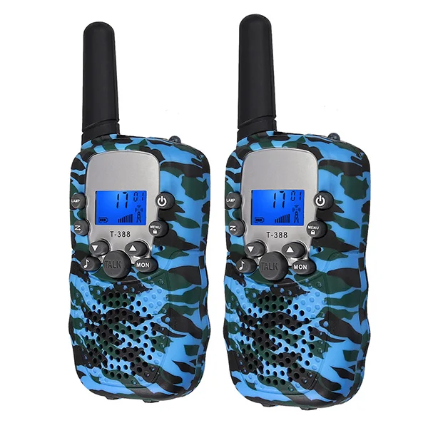 blue ESYNiC T-388 детская рация Walky Talky 8 каналов для мальчиков и девочек 3 км Диапазон Встроенный светодиодный фонарь 2 способ радио - Цвет: blue