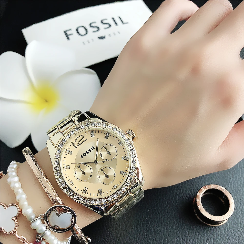 

Fossil- Quartz Wrist Dress Women Watches Silver Bracelet Ladies Watch Stainless Steel Clock Casual Watch