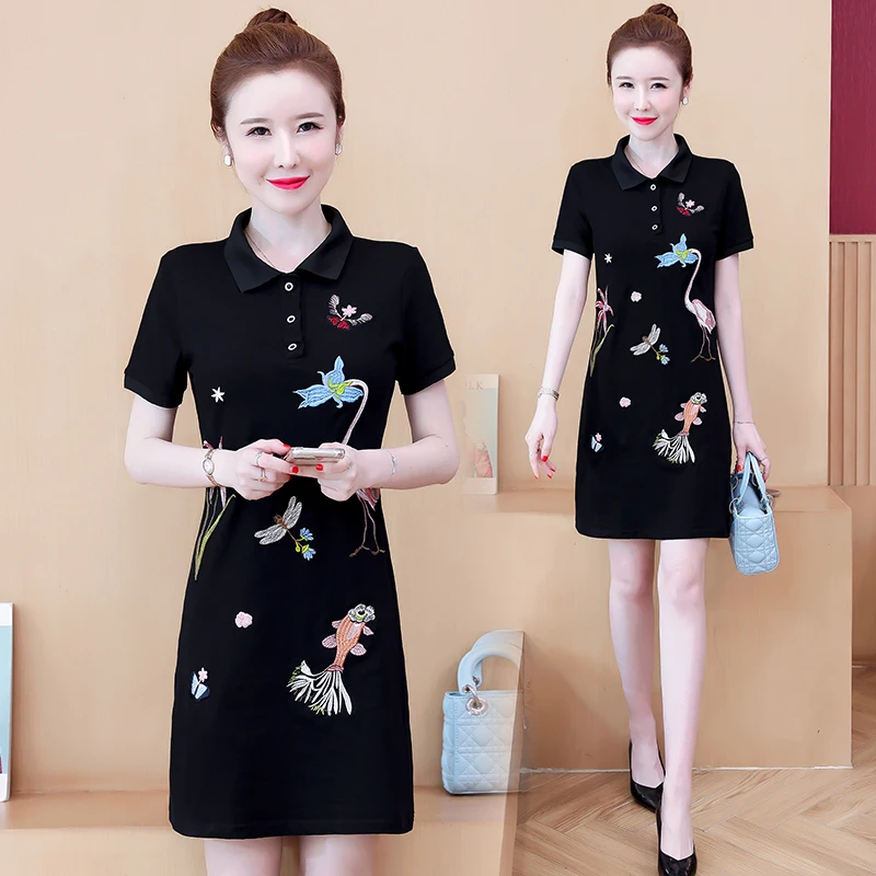 Рубашка поло с воротником женские платья элегантного размера плюс лето 2020