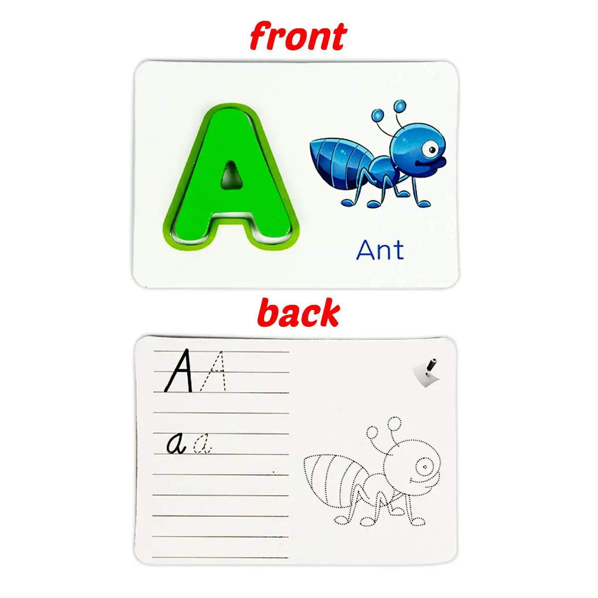 

Kids English Toys Wood Arithmetic Toy 26 Letters Animal Cards with Kindergarten Preschool Learning Toys for Children