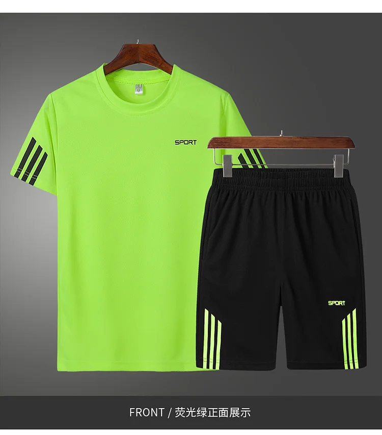 

Men Casual Set Men's Sportwear Fitness Sets fashion Summer Short Sleeve T-shirt Shorts Sets Male Sportswear Tracksuit Male