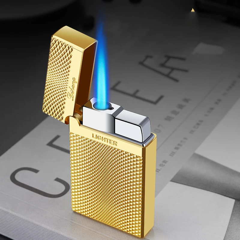 

Gas Lighter Modern Minimalist Carved Sound Butane Straight Into The Blue Flame Lacquer Windproof Lighters Smoking Cigarette Gift