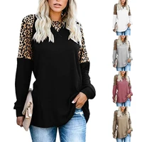 2020 europe and america spring and autumn fashion new popular round neck leopard print leisure long sleeve t shirt womens wear