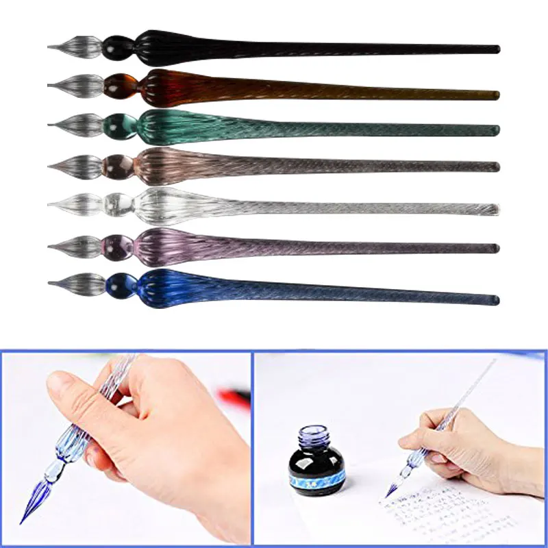 Стеклянная Ручка для капельного фонтана винтажная погружения фирменная ручка