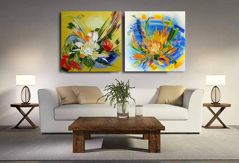 Новый стиль ручной работы современная абстрактная Цветочная палитра нож картина
