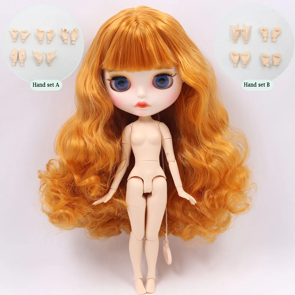 B doll with hand AB ICY Nude Blyth кукла на заказ № BL0145 оранжевый коричневый волосы индивидуальные резные губы лицо 1/6 bjd, pullip, licca, jerryberry - Цвет: B doll with hand AB