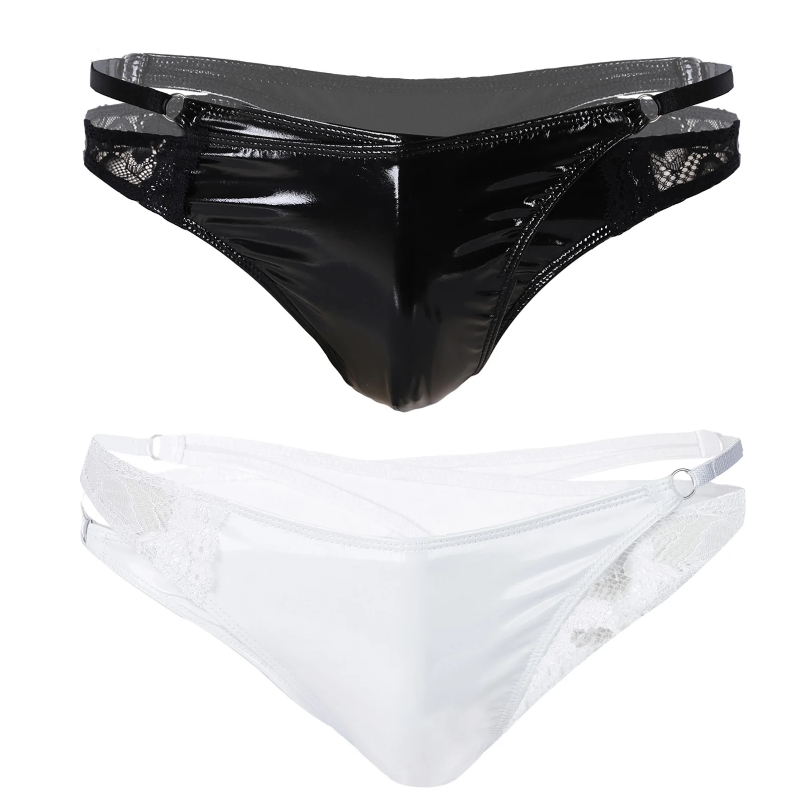 

Mens Lingerie Briefs Wet Look Patent Leather Sissy Underwear Latex Low rise Backless Open Butt Briefs Gay Sexy Panties Clubwear