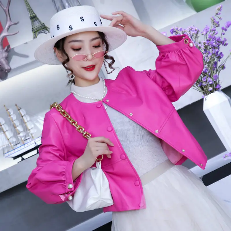 Куртка женская короткая из натуральной овечьей кожи весна-осень 2021 | Женская