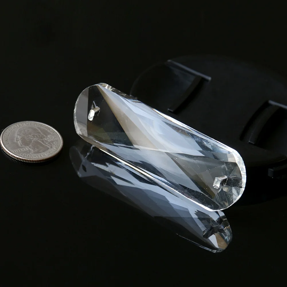 

3.0in Faceted Rectangle Crystal Glass Spacer Lamp Prism Part Chandelier Making 76mm Suncatcher 2Holes Spacer Connector