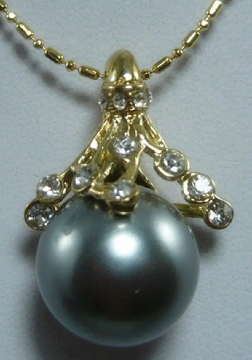 Wholesale price 16new ^^^^Huge Big 14mm Black Grey Southsea Mohter-of Shell Pearl Pendant Necklace | Pendants