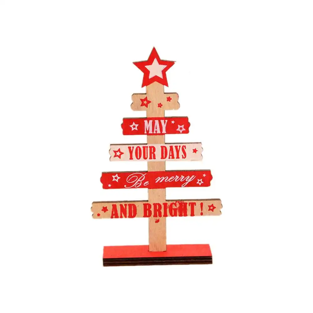 

2PC Wooden DIY Mini English Alphabet Christmas Tree Desktop Decoration Craft Desktop Decoration Christmas Ornaments