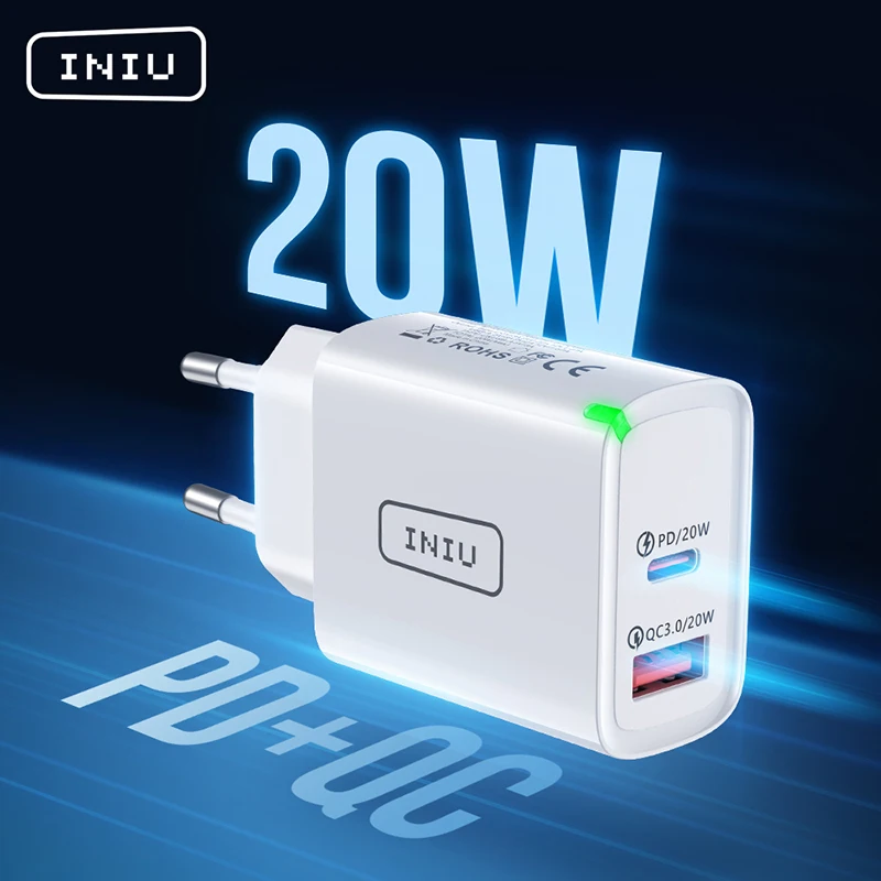 Зарядное устройство INIU PD 20 Вт с USB быстрая зарядка для телефона европейская