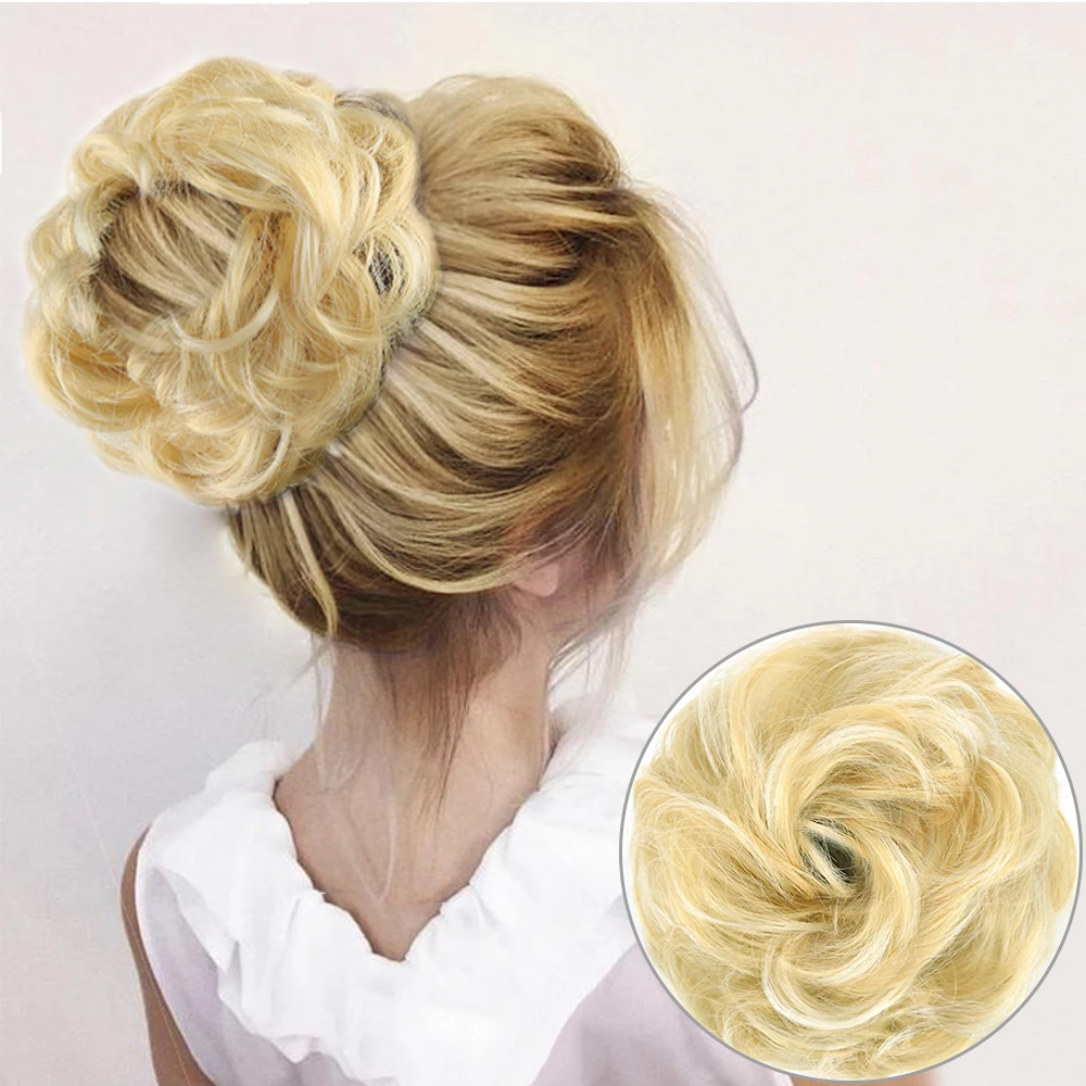 Грязный пучок волос для женщин шиньоны наращивания синтетический парик кольцо