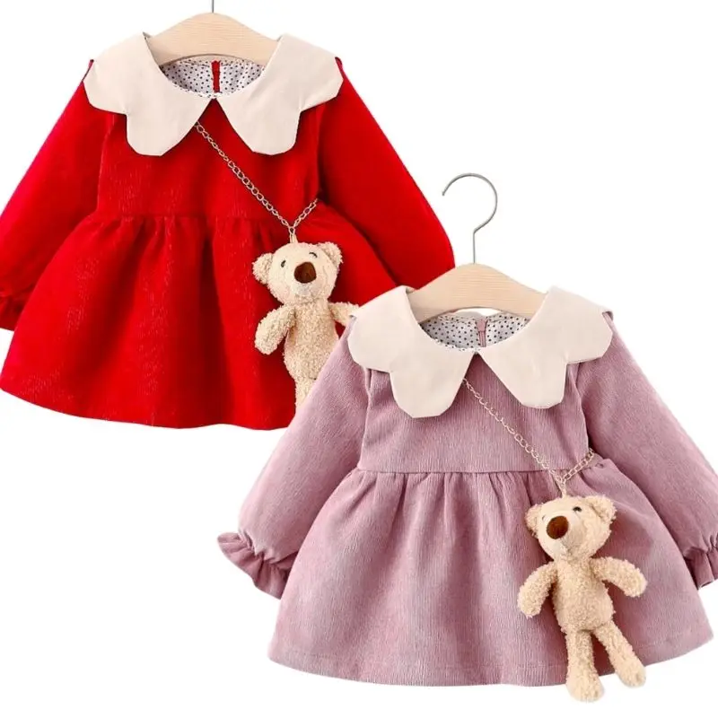 

Autumn Winter Baby Long Sleeve South Korea Princess Dress For Girls 1 Year Birthday Dress Infant Baby Party Newborn Clothes