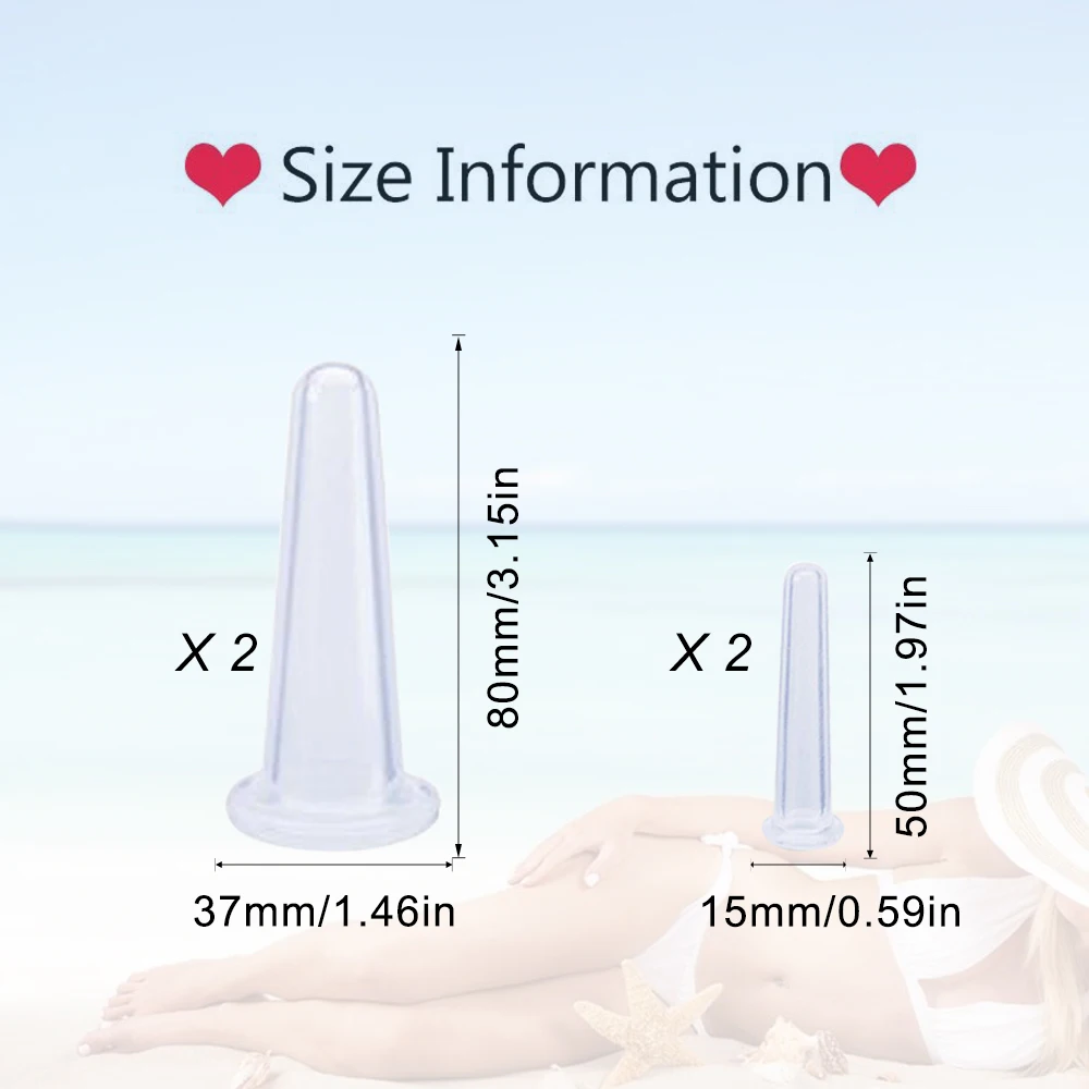 

4 PCS Vacuum Cupping Cans For Massage Ventosa Celulitis Suction Cup Chinese Suction Cups Face Neck Massage Cans Anti Cellulite