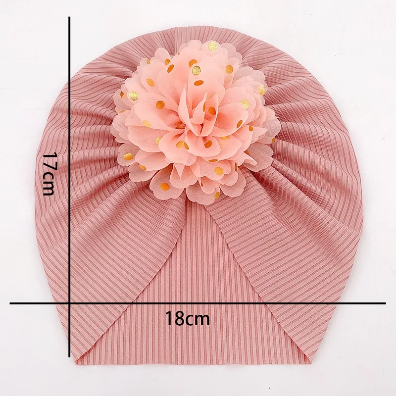 Baby Hair Accessories Ribbon Stripe Fabric Flower Knotted Baby Hat Headwrap Turban Girl Hats for Infant Toddler images - 6