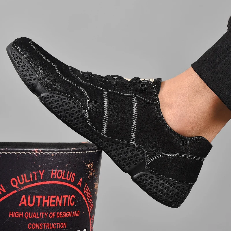 KATESEN 2020 New Men Leather Shoes Fashion Hot Designer Handmade Cow Loafers Casual Slip on Soft Driving Big Size | Обувь