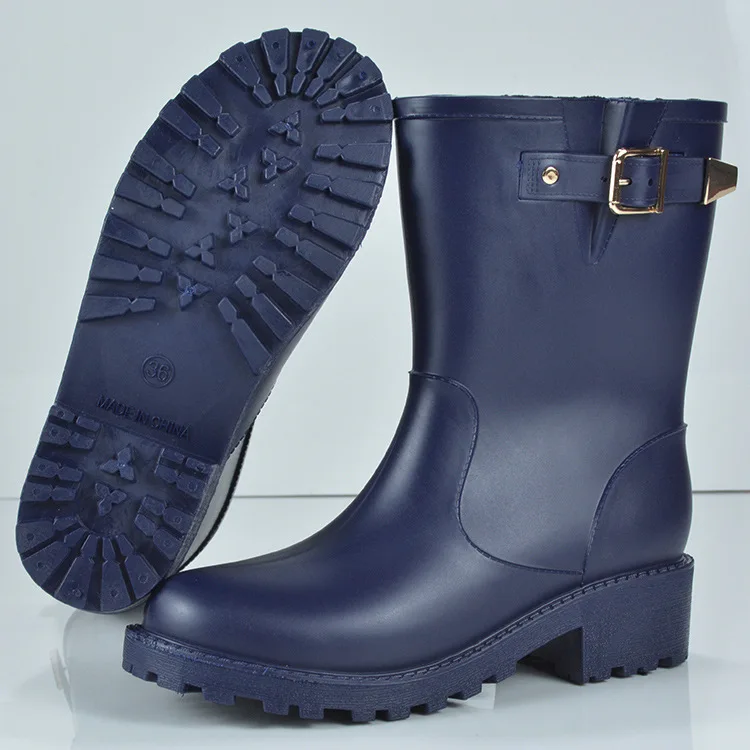 

Women boots brand design Boots Rain Boot Shoes Woman Solid Rubber Waterproof Flats Fashion Shoesjh87