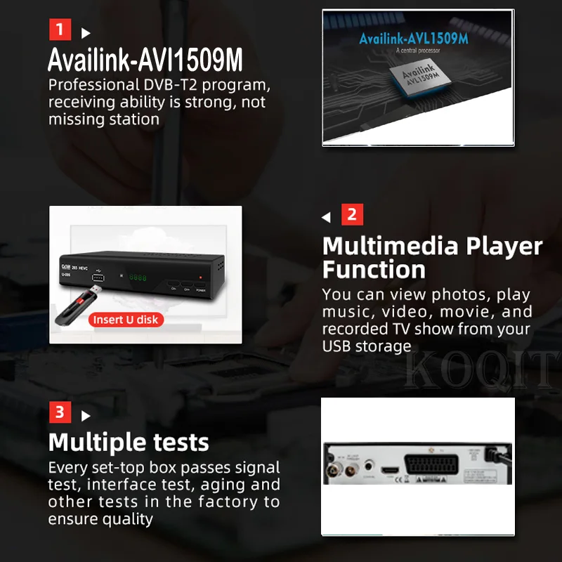 

Europe 8bit HEVC DVB-T2 H.265 Broadcast Tuner DVB T2 Converter Box HEVC 265 TV Decoder DVBT2 Digital TV Box Terrestrial Receptor