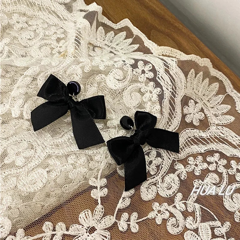 

Origin Summer Romantic Black Ribbon Bowknot Dangle Earrings for Ladies Girl Korean Fashion Party Gifts Jewellery Accessories