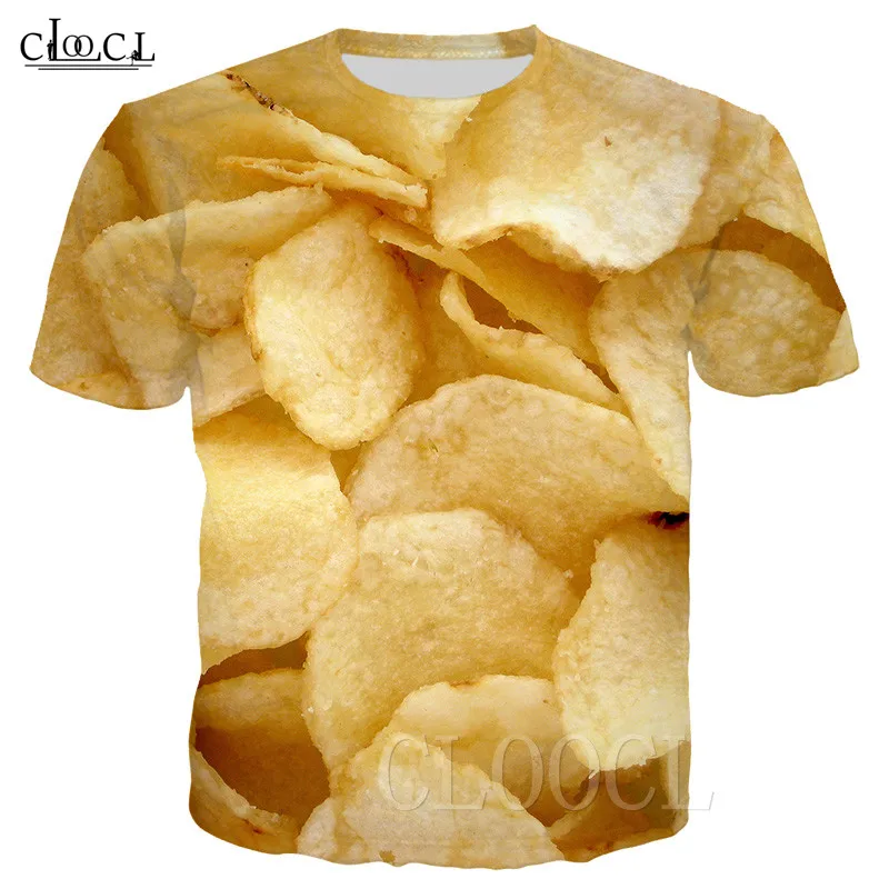 Футболка с изображением картофельных чипсов для мужчин и женщин популярная