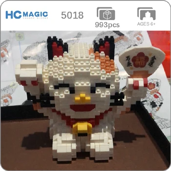 5018 HC большая удача Кот деньги Abacus НДС животное 3D модель DIY Алмаз Мини Строительные маленькие блоки кирпичи игрушка для детей без коробки - Цвет: 5018