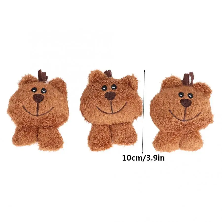3 шт. плюшевая игрушка для питомца кота коричневый маленький медведь встроенная