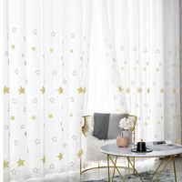 embroidered stars tulle window curtains for childrens bedroom modern sheer curtain for living room voile curtain drapes panels
