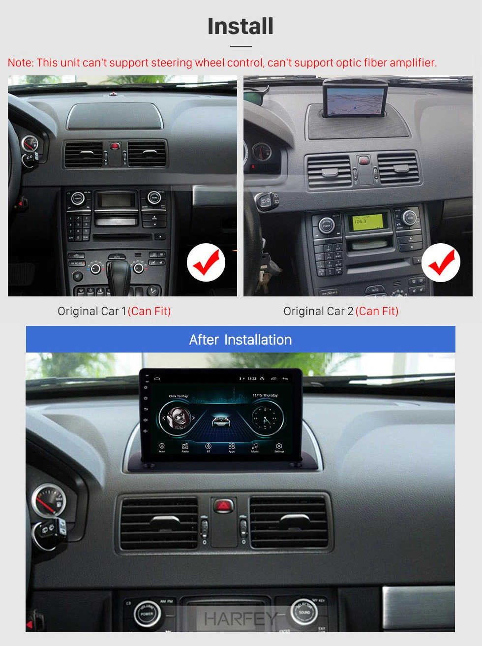 Harfey better Android 8,1 9 inchCar gps мультимедийный плеер для Volvo XC90 2004 2005 2006 2007- Поддержка wifi SWC Mirror link