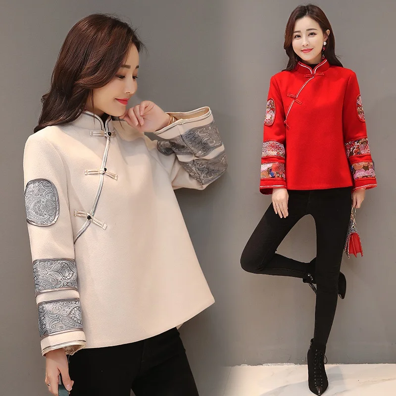 Китайские Топы Cheongsam для женщин пальто зима 2020 осенний новогодний костюм