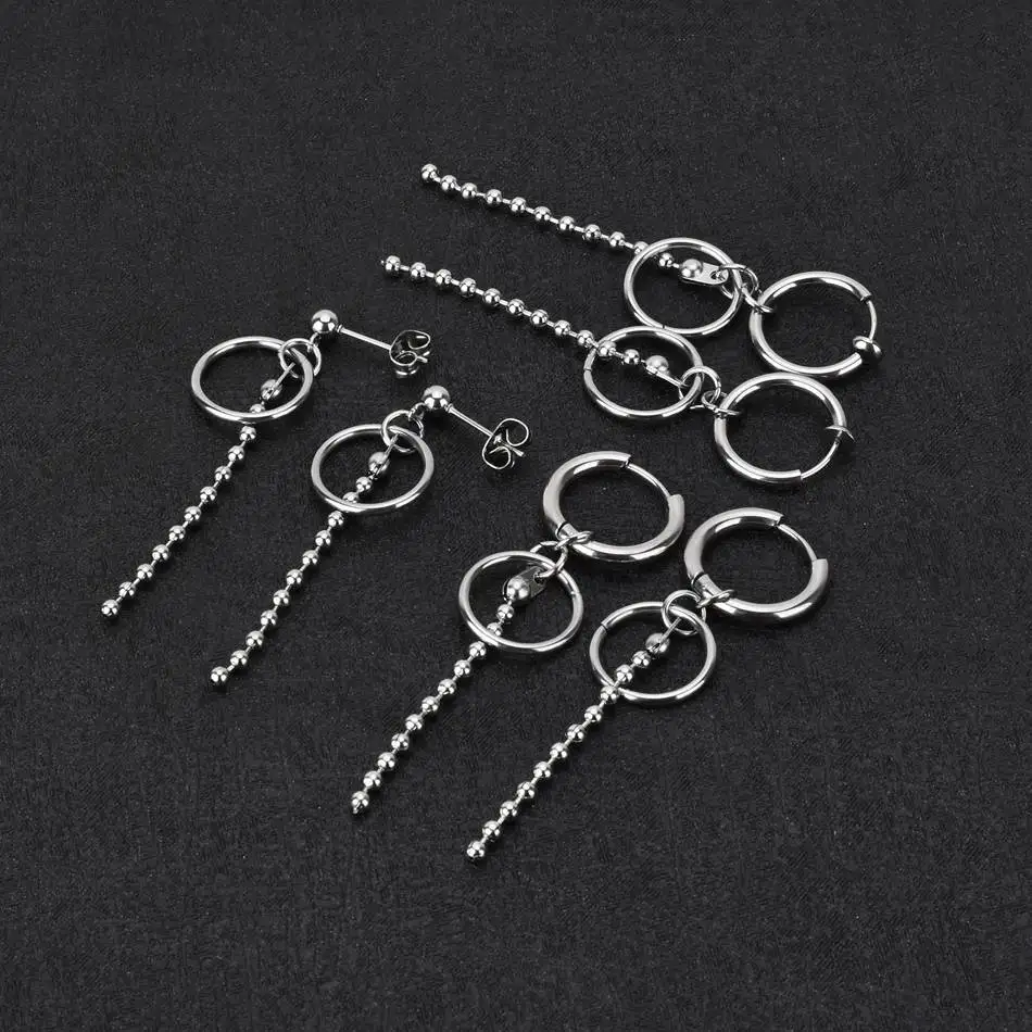 WOWTIGER новые из нержавеющей стали кисточкой бисера цепи клипсовые серьги для