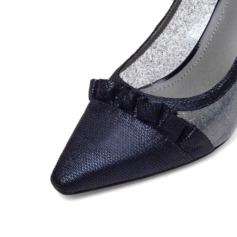 Женские туфли лодочки на высоком каблуке прозрачные боковые с бантом бабочкой