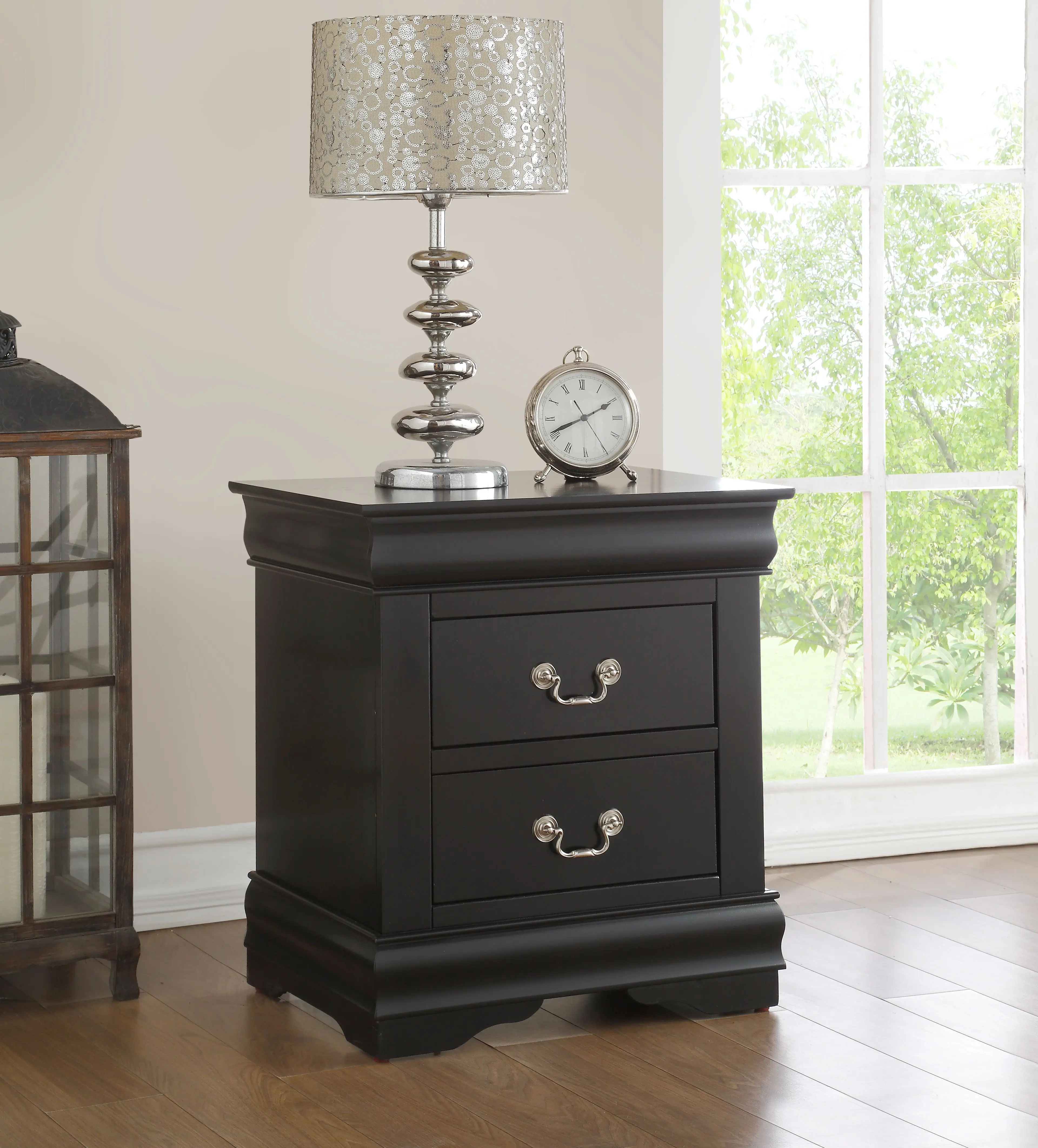 

Bedside Table Nightstand Side End Table Louis Philippe Nightstand in Black