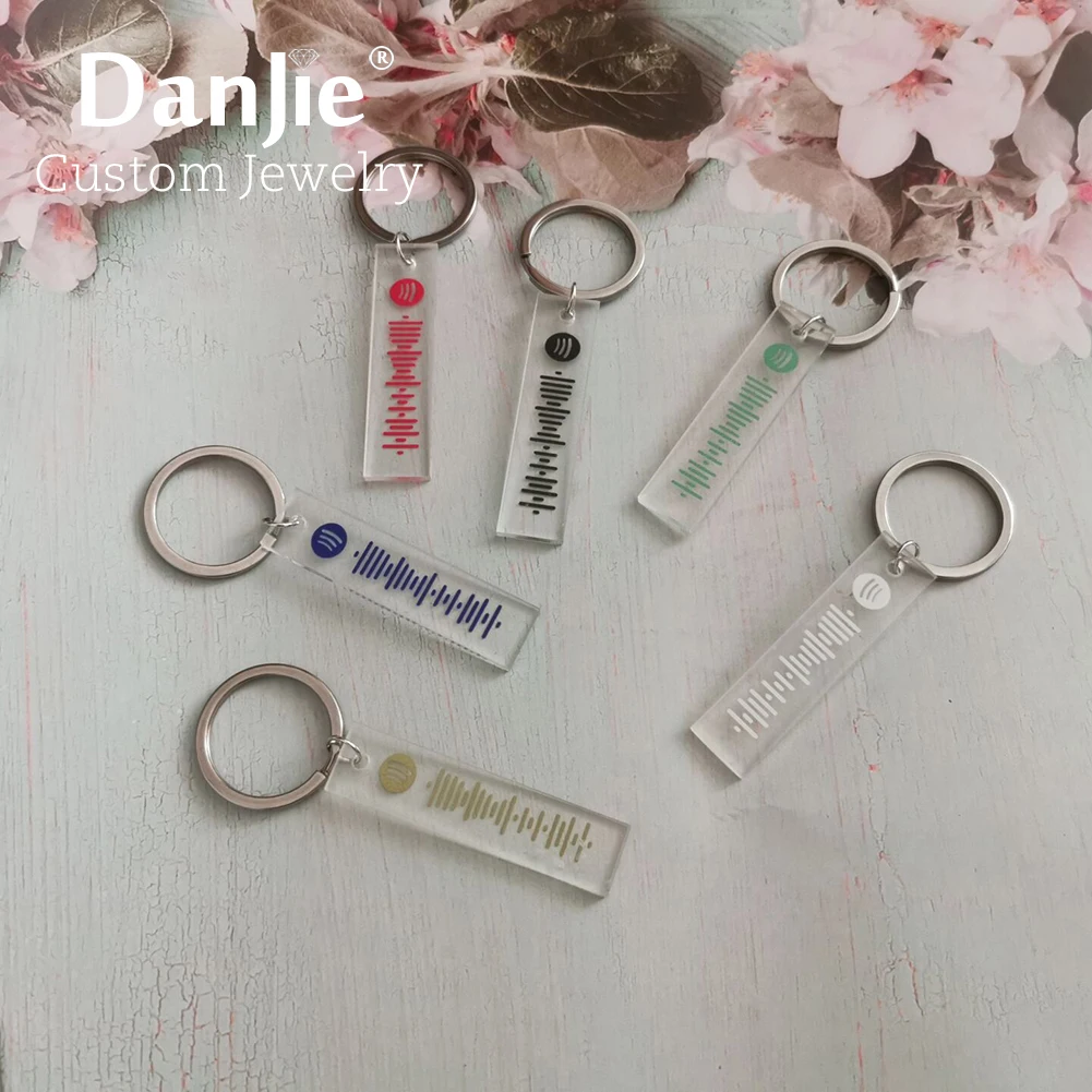 

Personalized Acrylic Music Spotify Code Keychain Women Men Custom Strip Song Singer Code Lover Couples Key Door Ring Gifts
