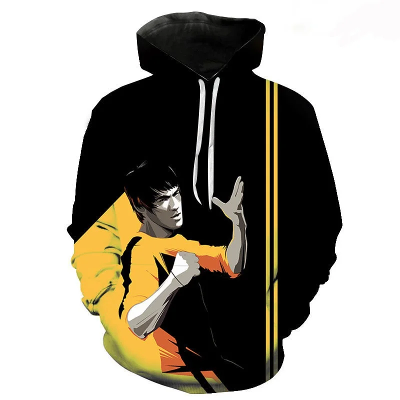 

2021 New Men Women Cool Bruce Lee Pullover Long Sleeve Hoodies Bruce Lee 3D Printed Sweatshirts Chinese Kung Fu Casual Tops